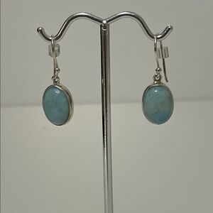 Natural Larimar Dangle Earrings